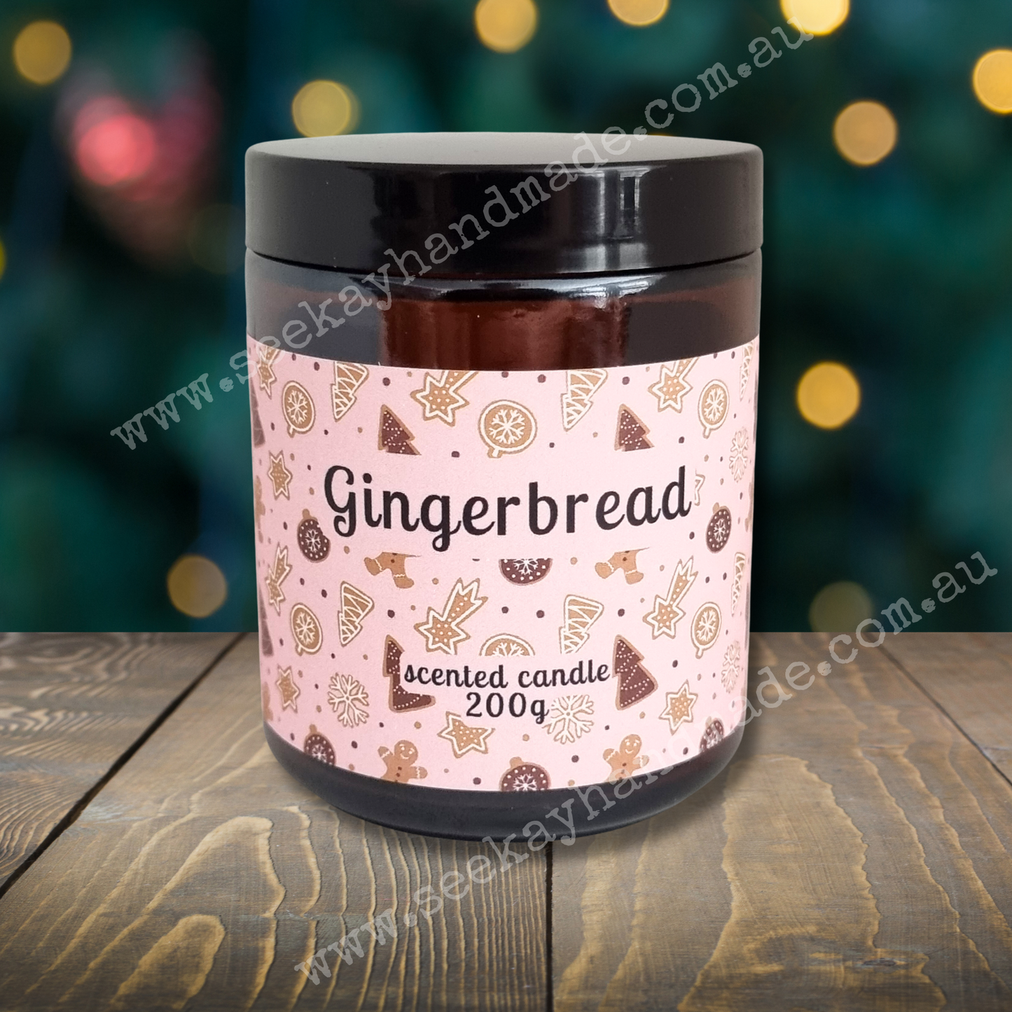 Wood Wick Soy Candle, 200g Gingerbread, Candy Cane, Sugar Cookie soy wax Christmas candle