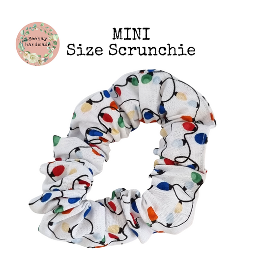 Mini Scrunchie- white with christmas lights