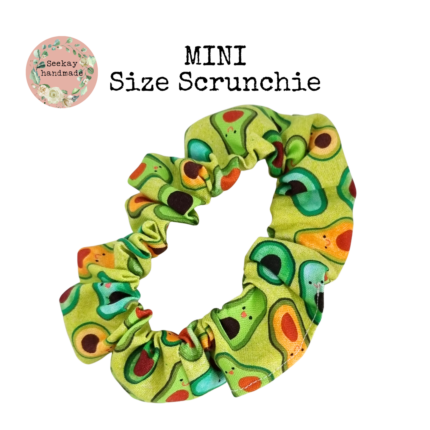Mini Scrunchie- light green with avocado's