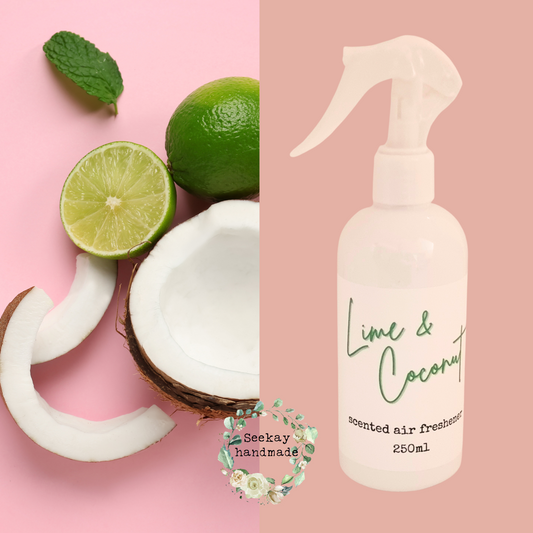 Lime & Coconut Scented Air Freshener Spray multi purpose for car, home, room