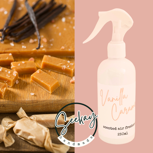 Vanilla Caramel Scented Air Freshener Spray multi purpose for car, home, room