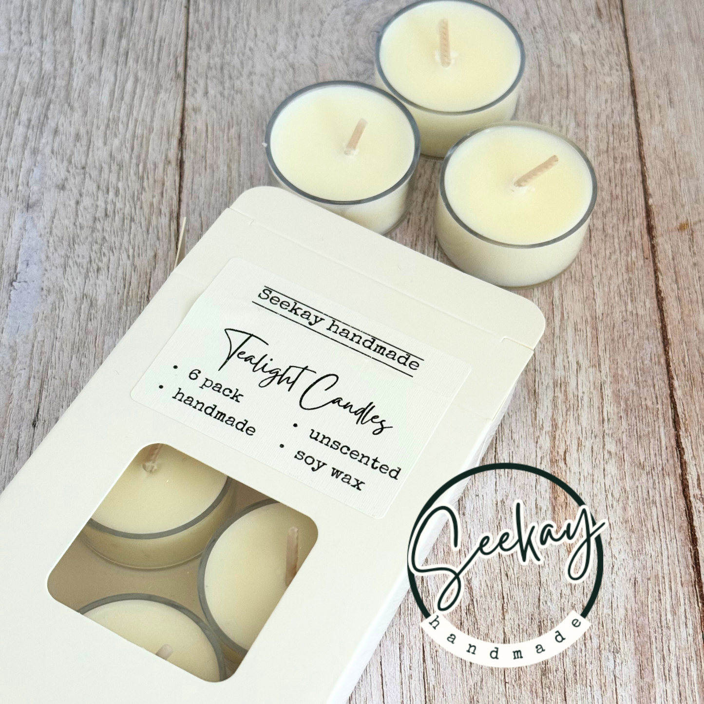 Unscented Soy Wax Tealight Candles in small plastic cup