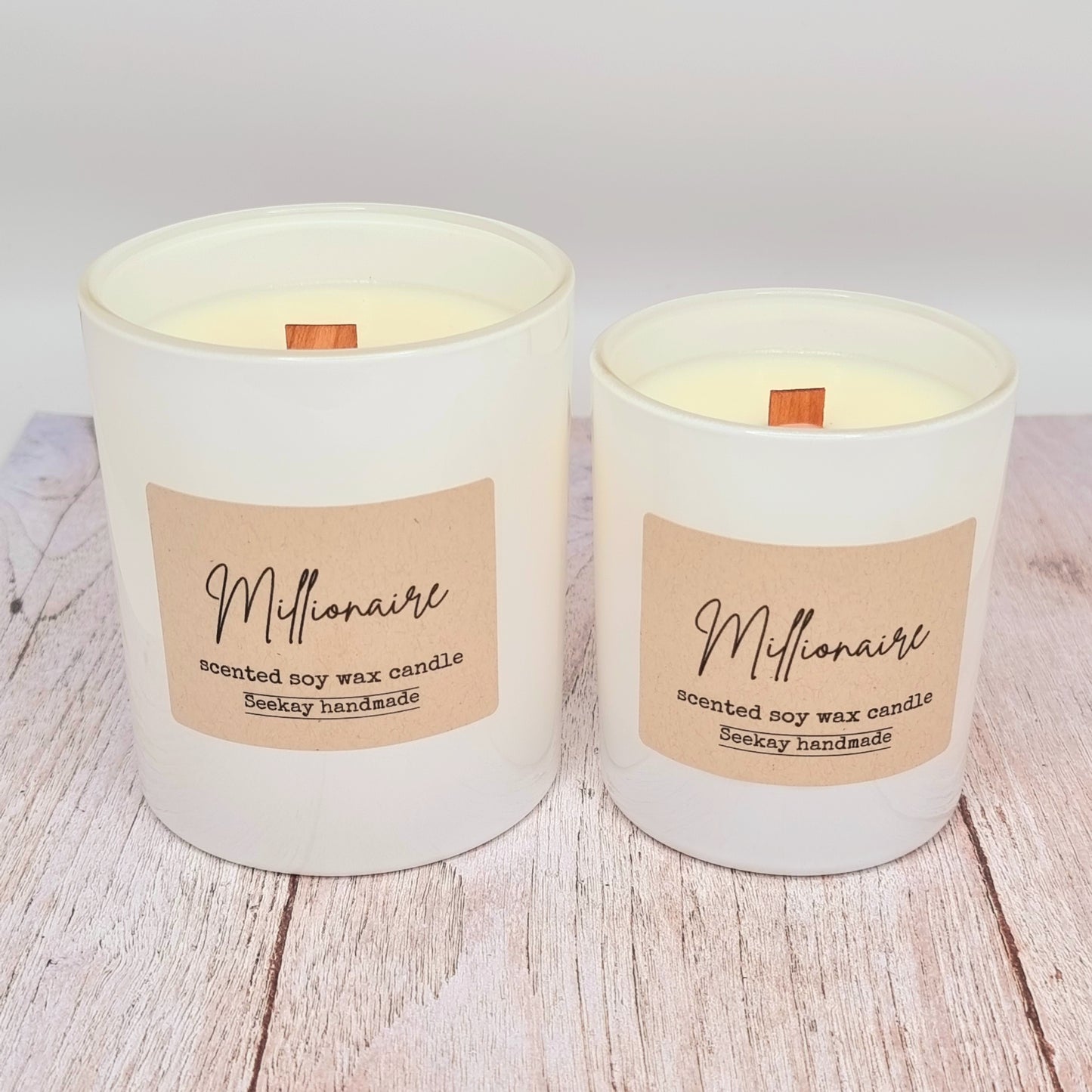 Millionaire (One Million) scented Wood Wick Soy Candle with timber lid